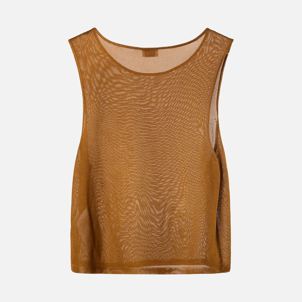 Saint Laurent Olive Viscose Sheer Tank