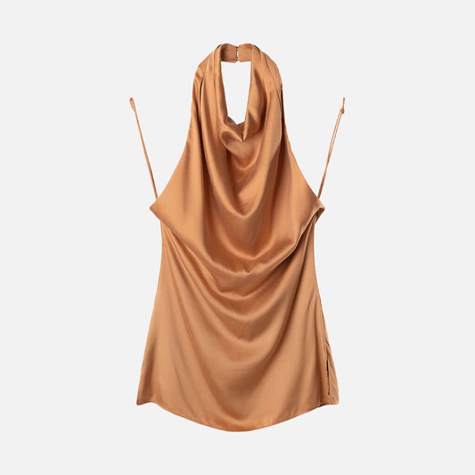 TWP Bronze Silk Halter Top