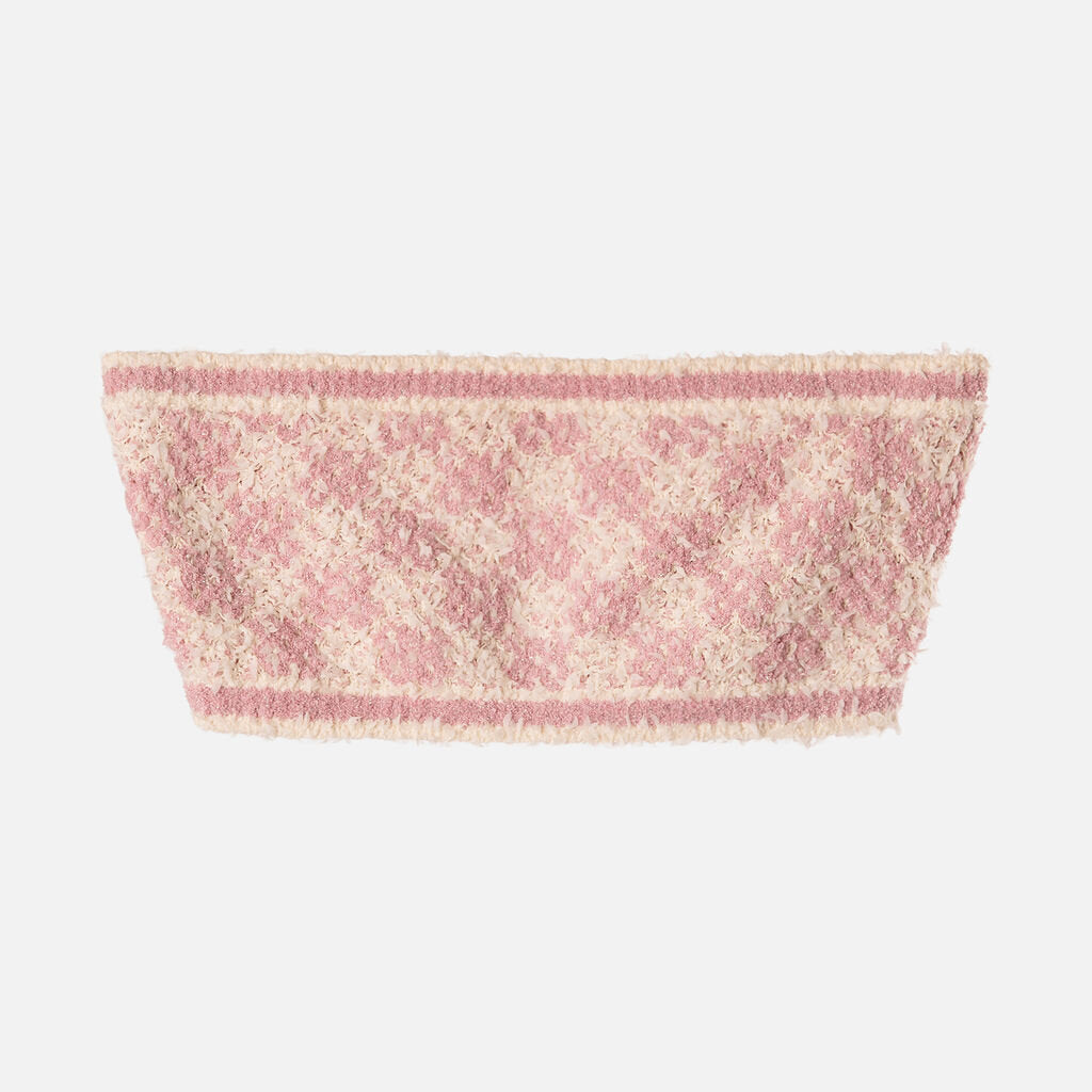 Chanel Pink & White Checkered Tweed Sleeveless Bralette Top
