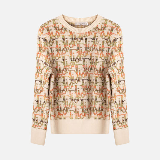 Christian Dior Cream/Multi Wool Logo Sweater