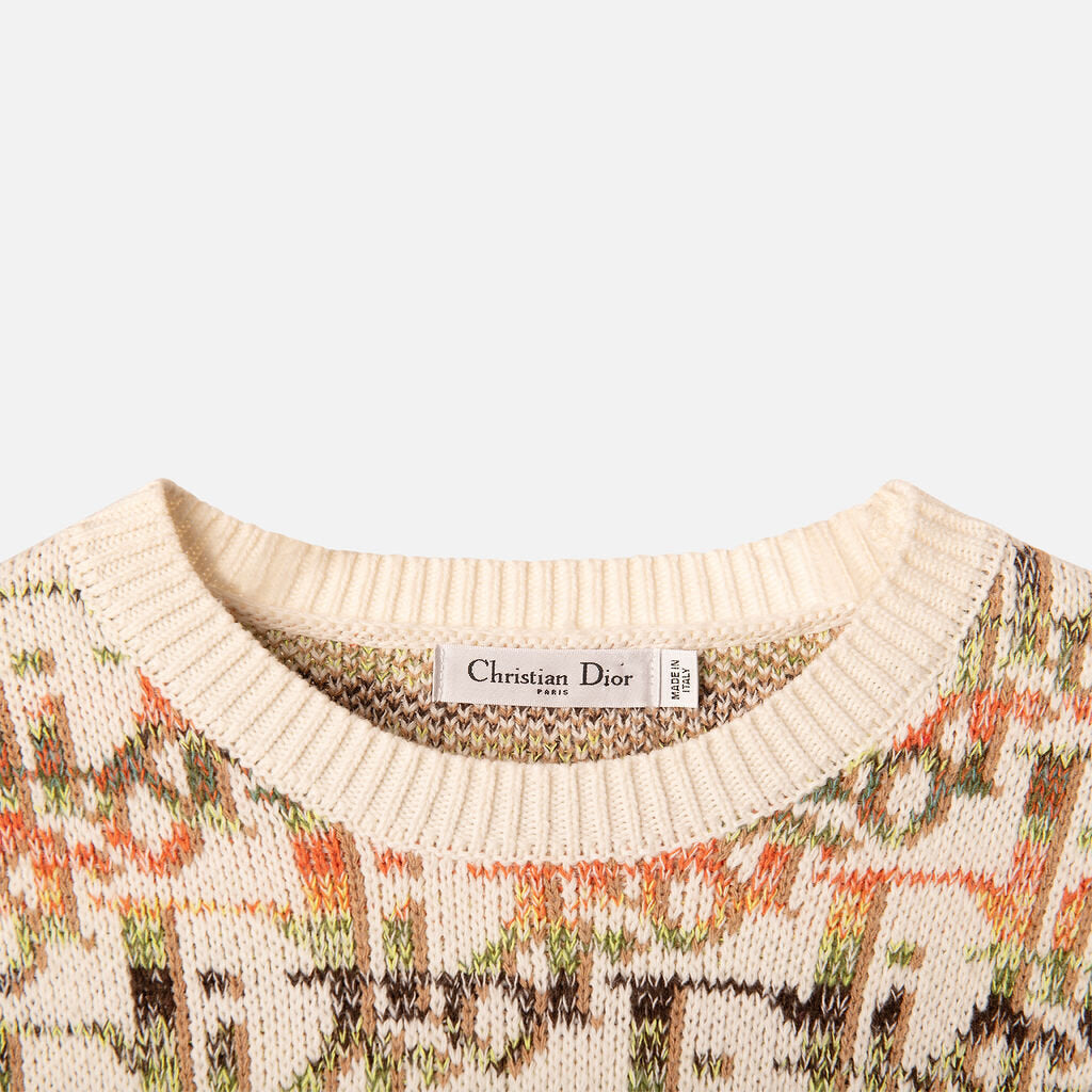 Christian Dior Cream/Multi Wool Logo Sweater
