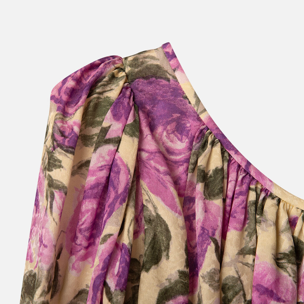 Chloe Yellow/Purple Silk Floral Blouse