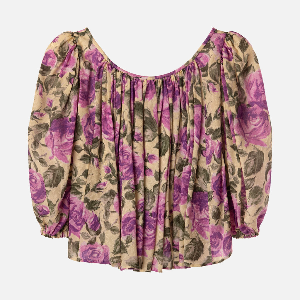 Chloe Yellow/Purple Silk Floral Blouse