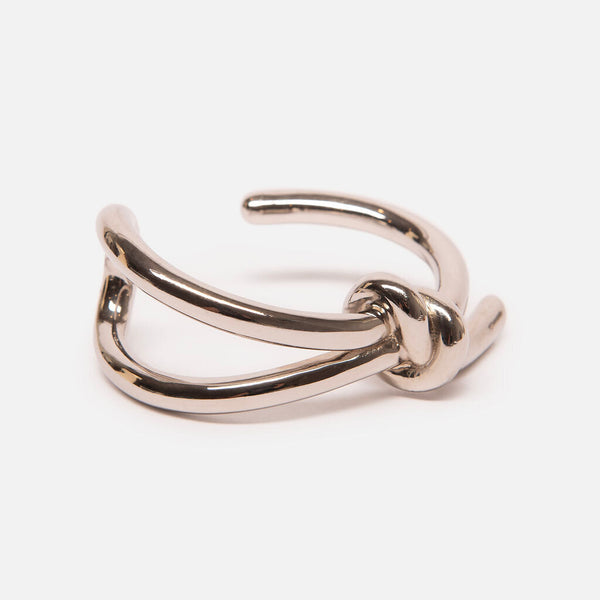 Balenciaga Silver Asymmetrical Bow Cuff