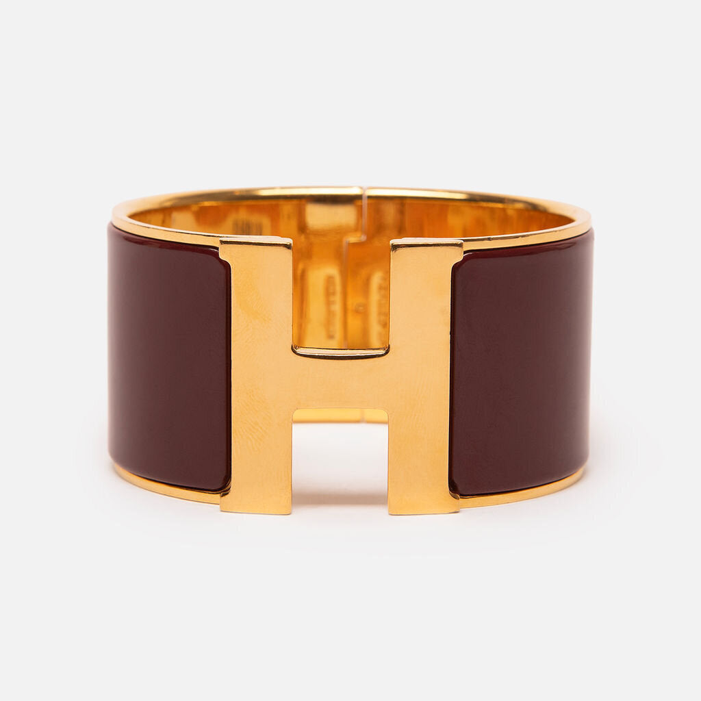 Hermes Dark Red Enamel H Clic Clac Bracelet