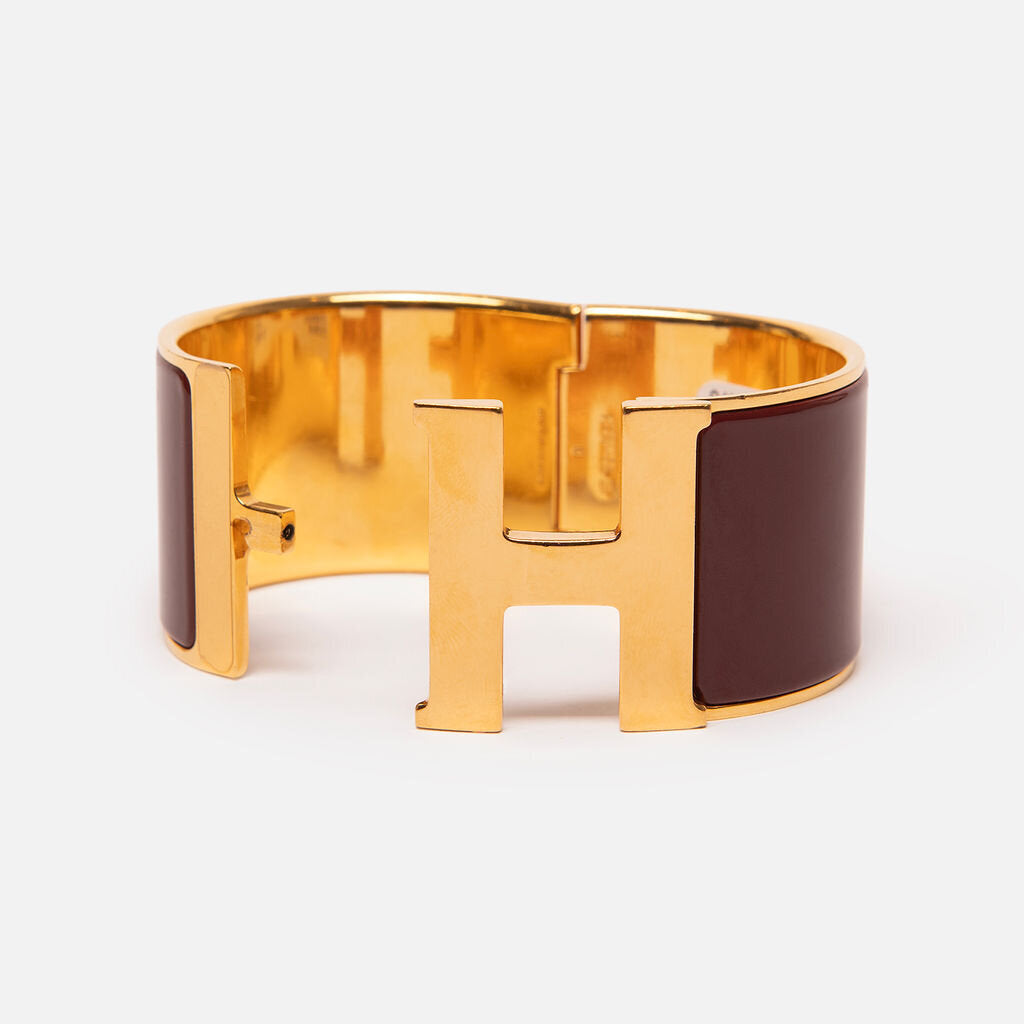 Hermes Dark Red Enamel H Clic Clac Bracelet