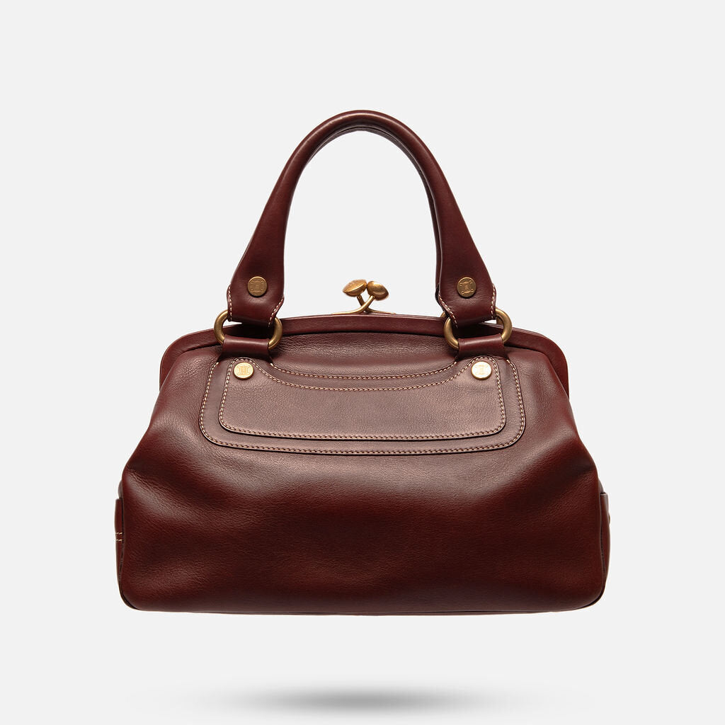 Celine Burgundy Leather Kiss Lock Boogie Bag