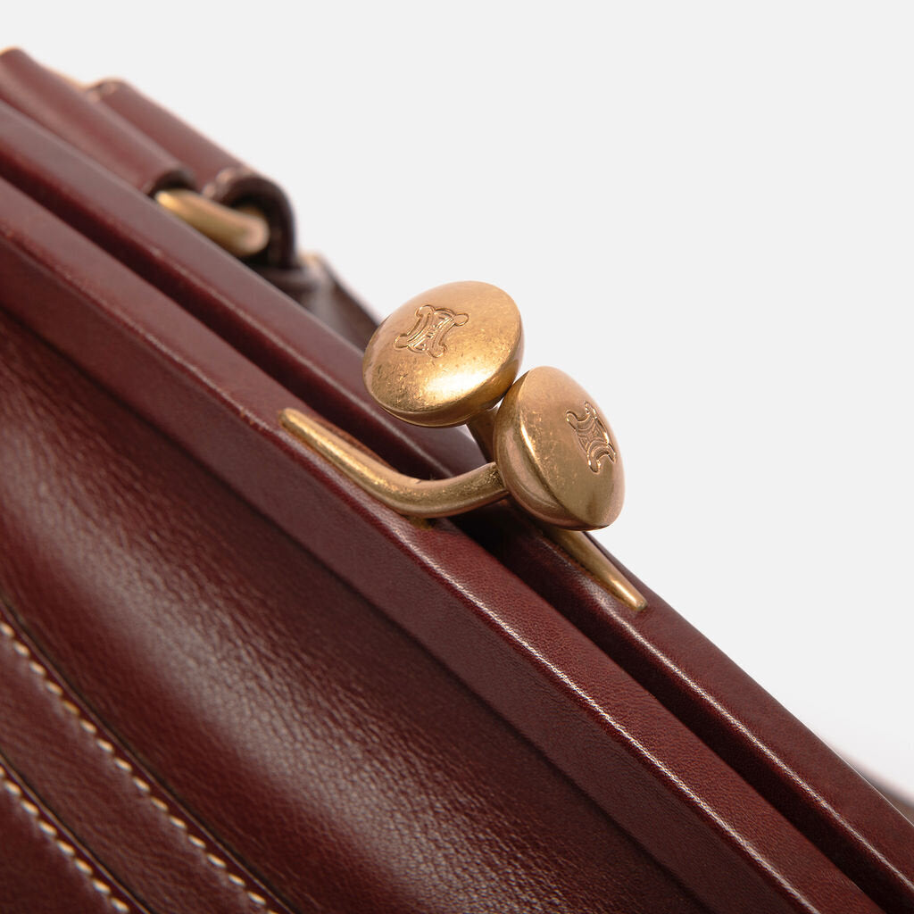 Celine Burgundy Leather Kiss Lock Boogie Bag