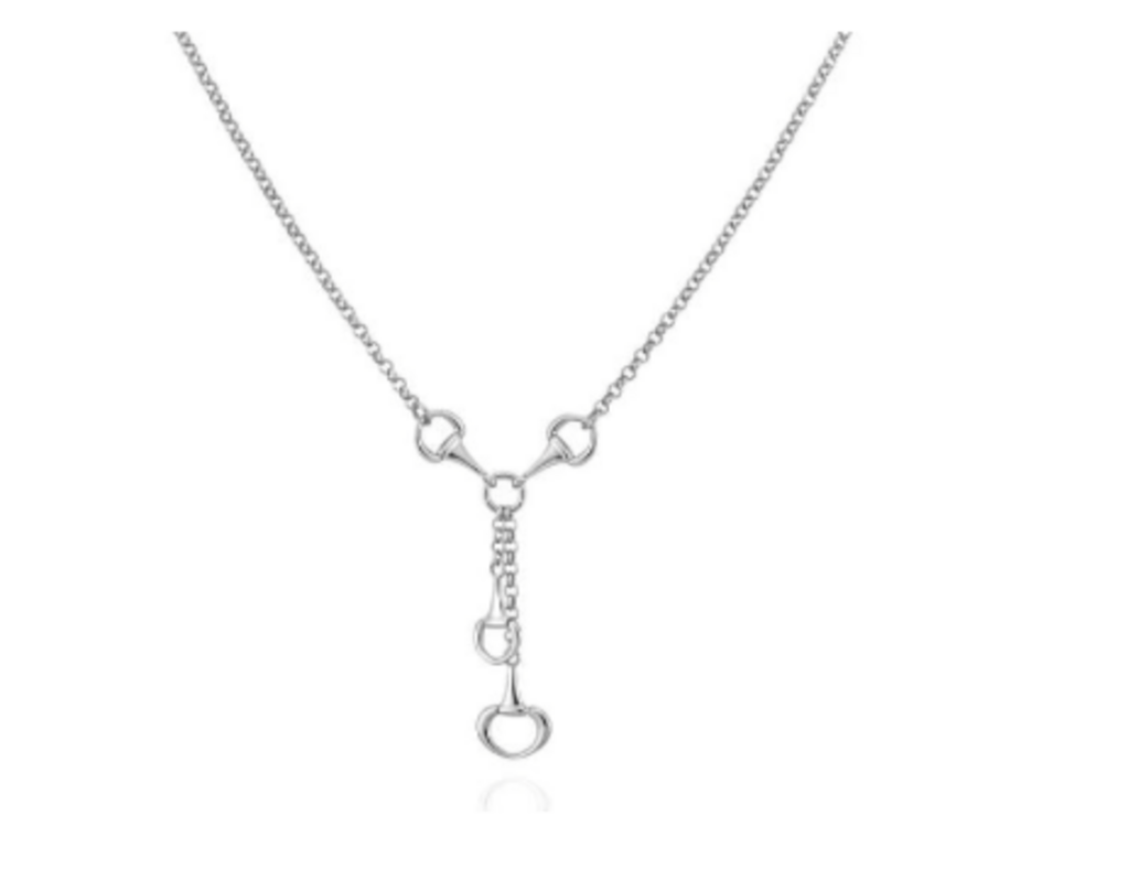 Equestrian Stirrup Drop Lariat Necklace -WG
