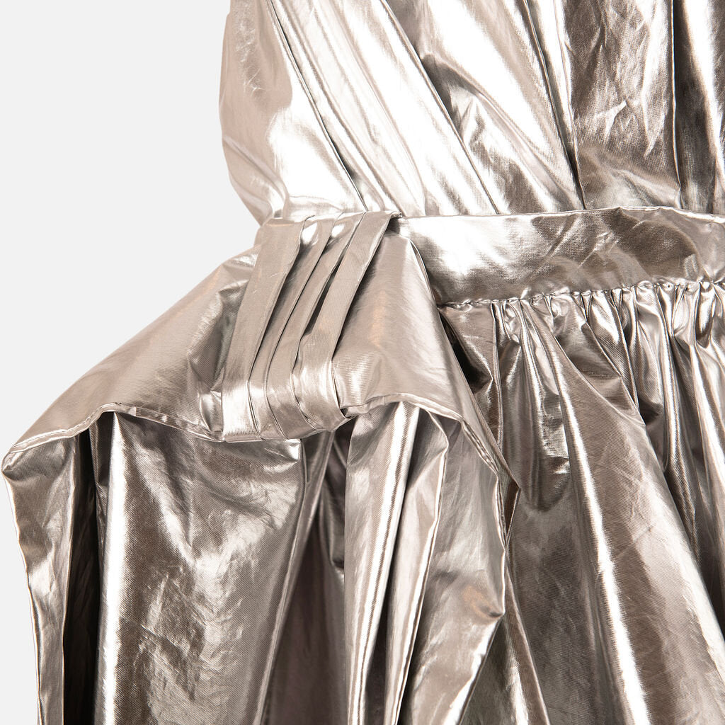 Alexander McQueen Silver Poly Ruffled Bustier Top