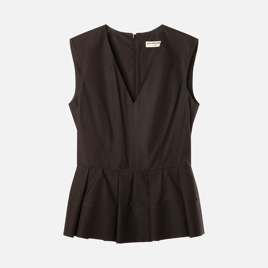 Balenciaga Black Cotton Peplum Top (2015)