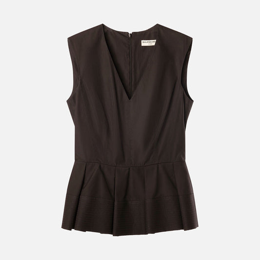 Balenciaga Black Cotton Peplum Top (2015)