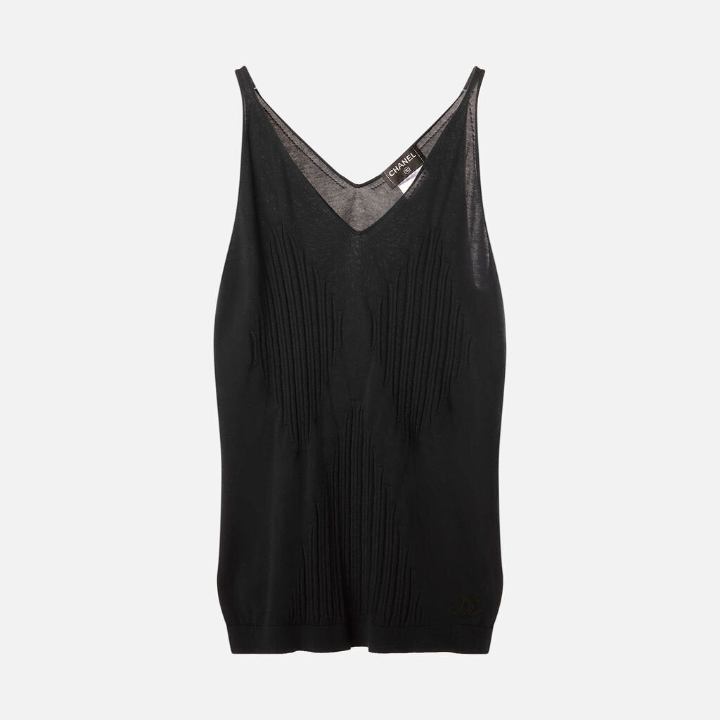 Chanel Black Cotton Textured Tank