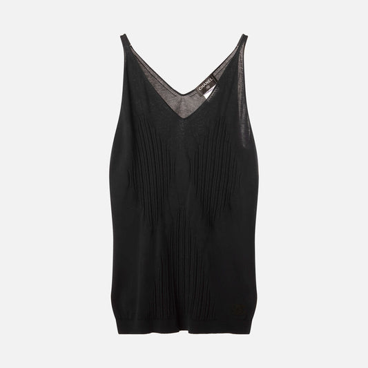 Chanel Black Cotton Textured Tank