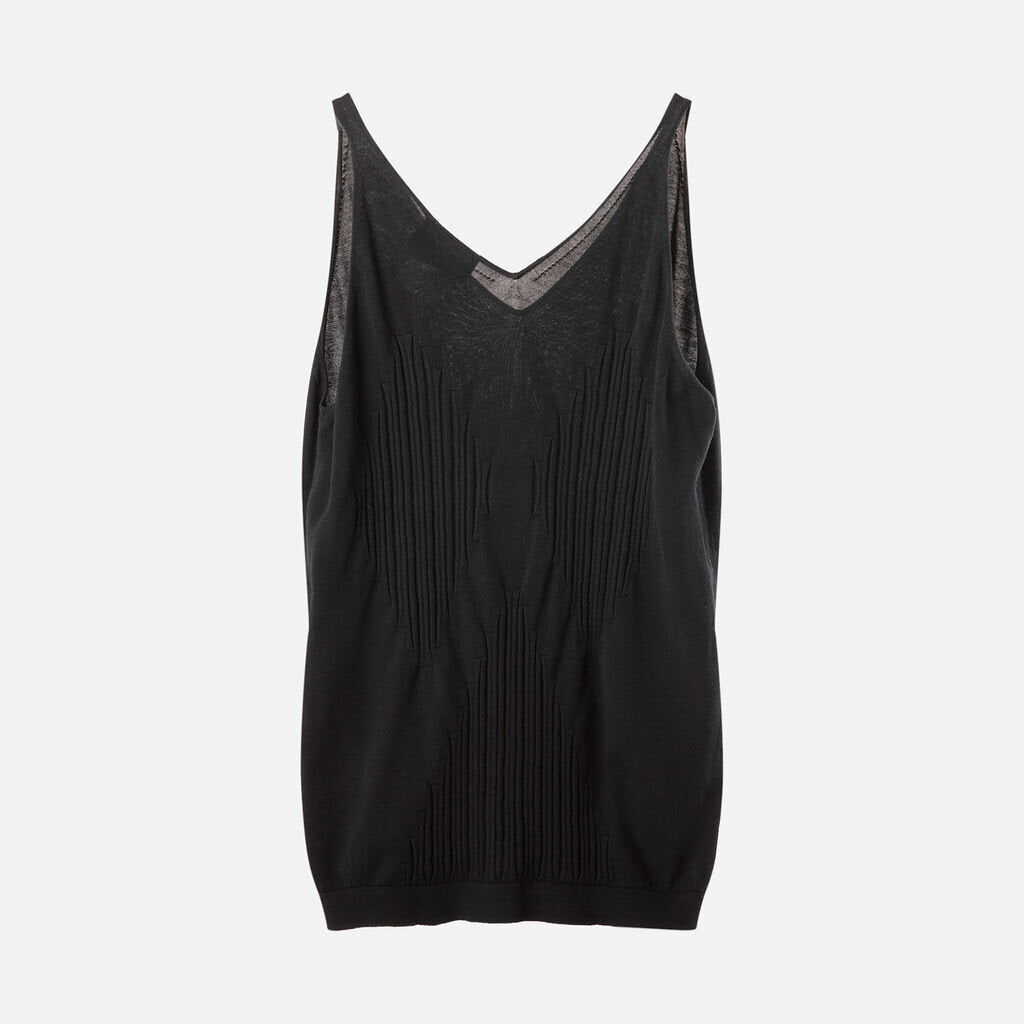 Chanel Black Cotton Textured Tank
