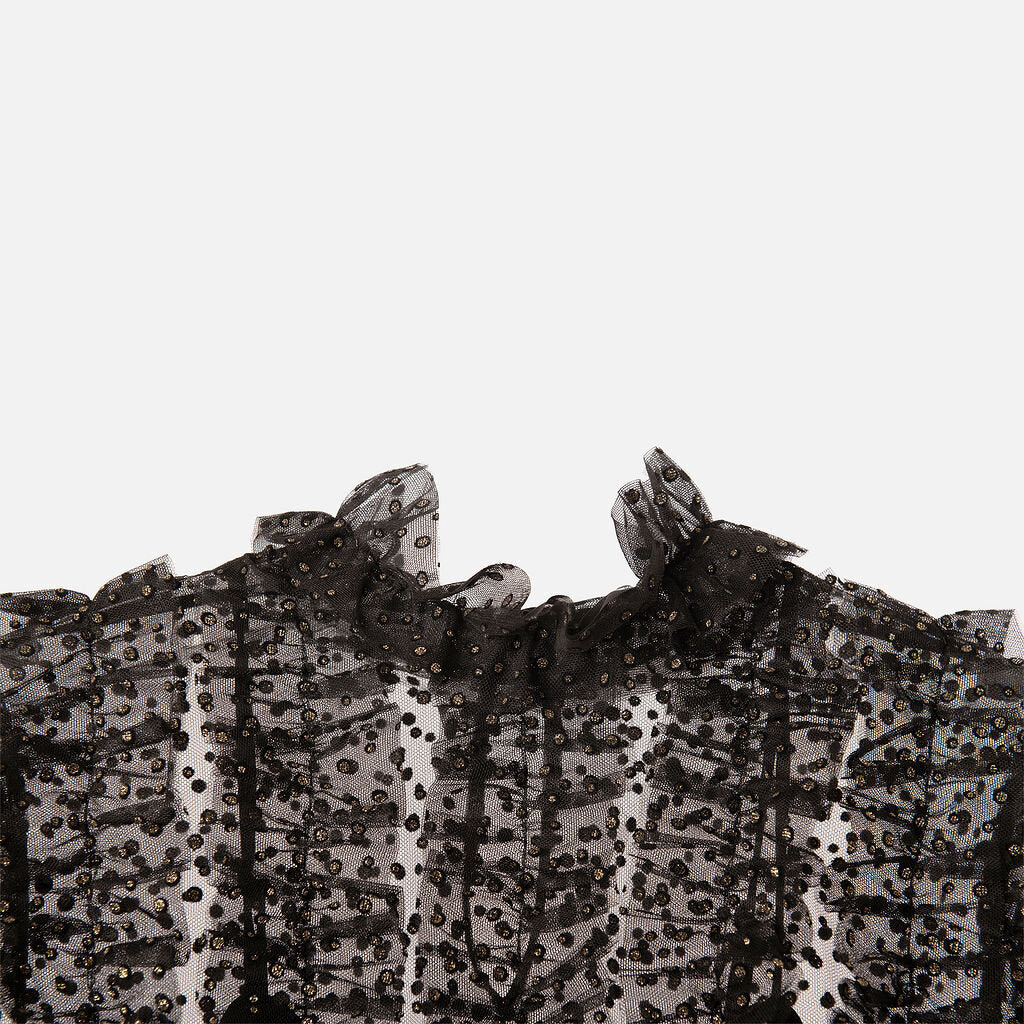 Akris Punto Black Embellished Sheer RuffleTulle Top