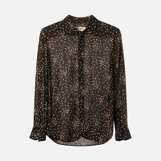 Saint Laurent Black Star Print Viscose Shirt