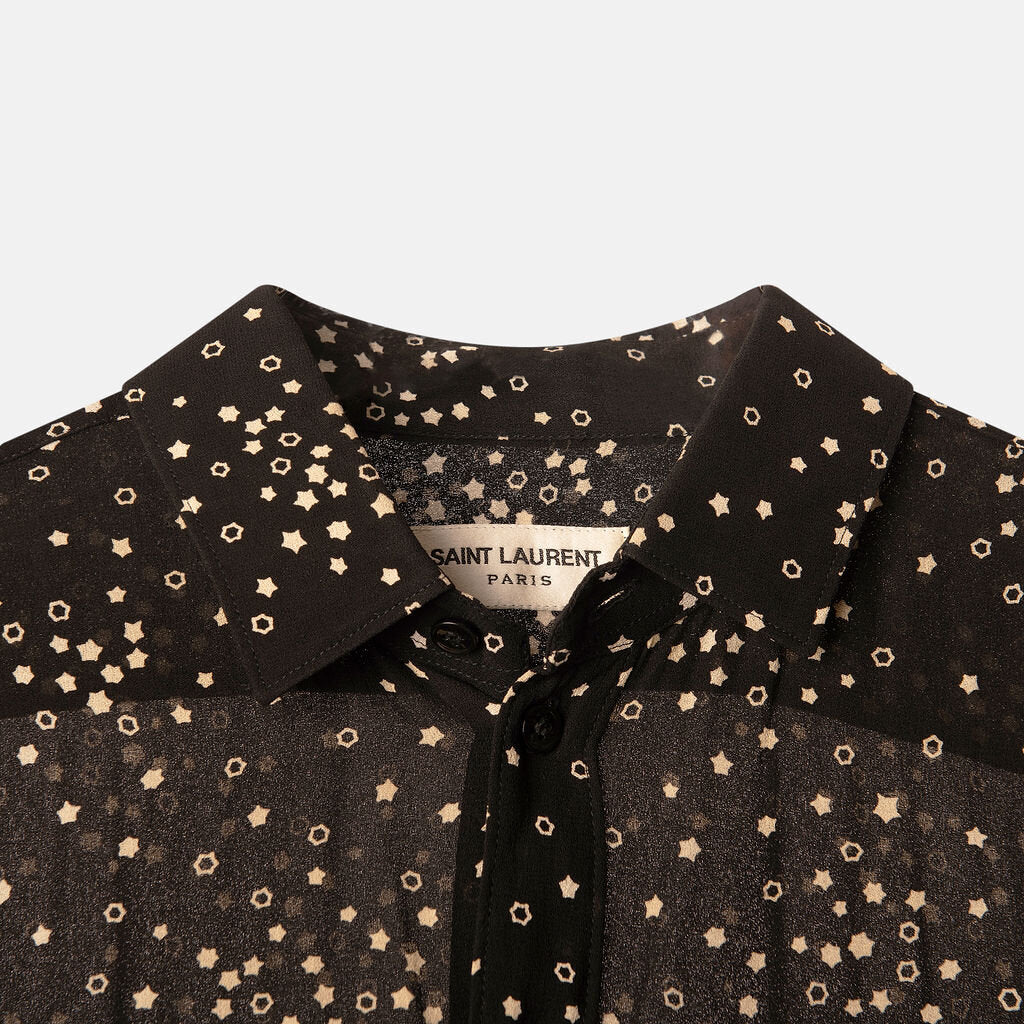 Saint Laurent Black Star Print Viscose Shirt