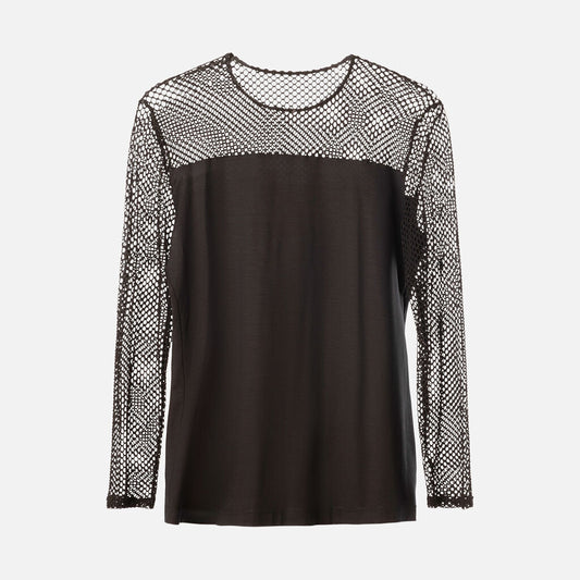 Akris Punto Black Net Nylon Elastane Top