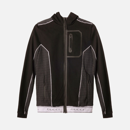Gucci Black Jacquard Tubular Jersey Zip Jacket