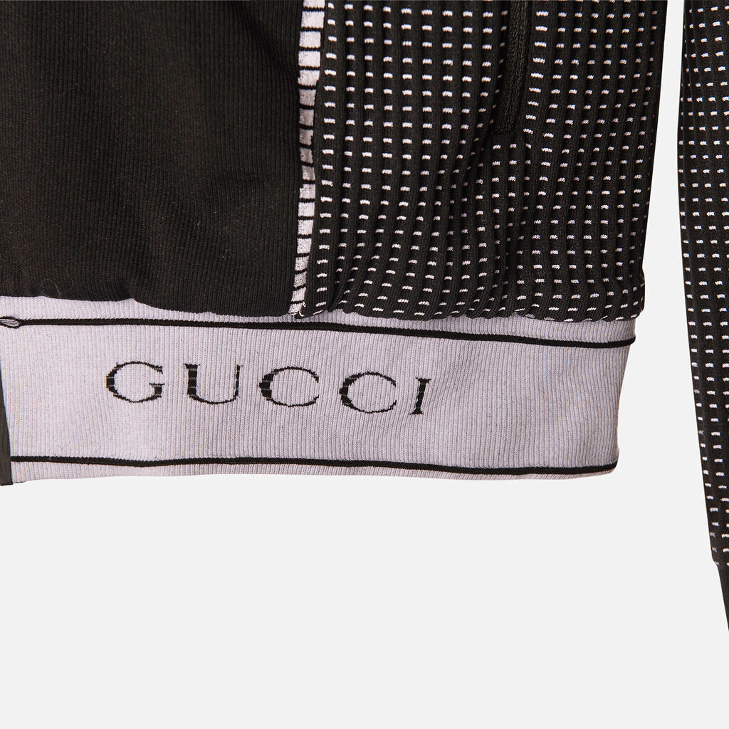 Gucci Black Jacquard Tubular Jersey Zip Jacket