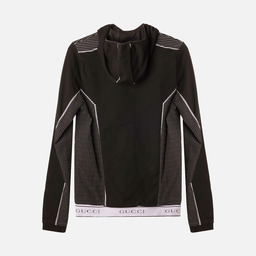 Gucci Black Jacquard Tubular Jersey Zip Jacket