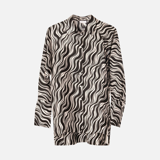 Rossetta Getty Black & White Printed Silk Shirt