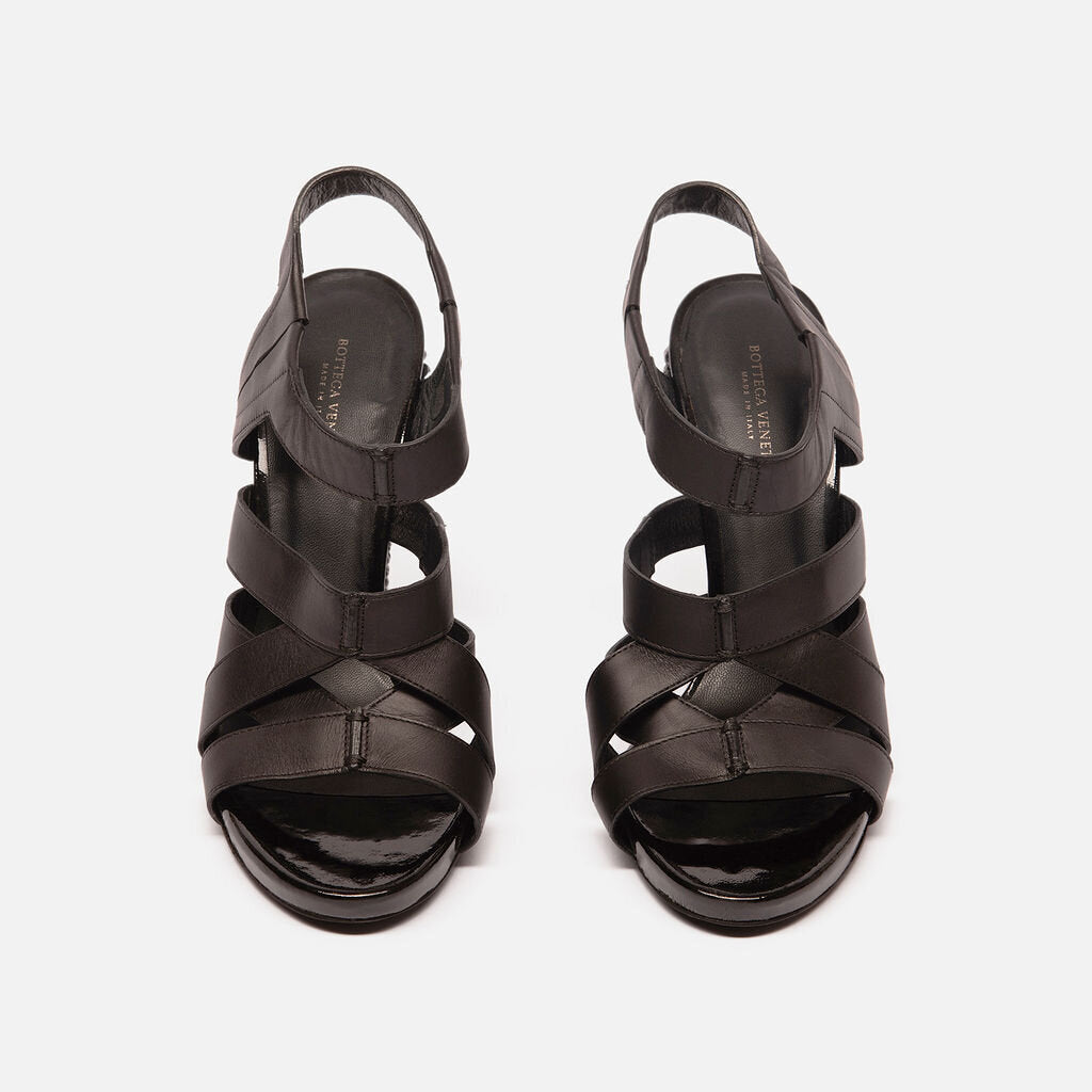 Bottega Veneta Black Leather Heeled Sandals