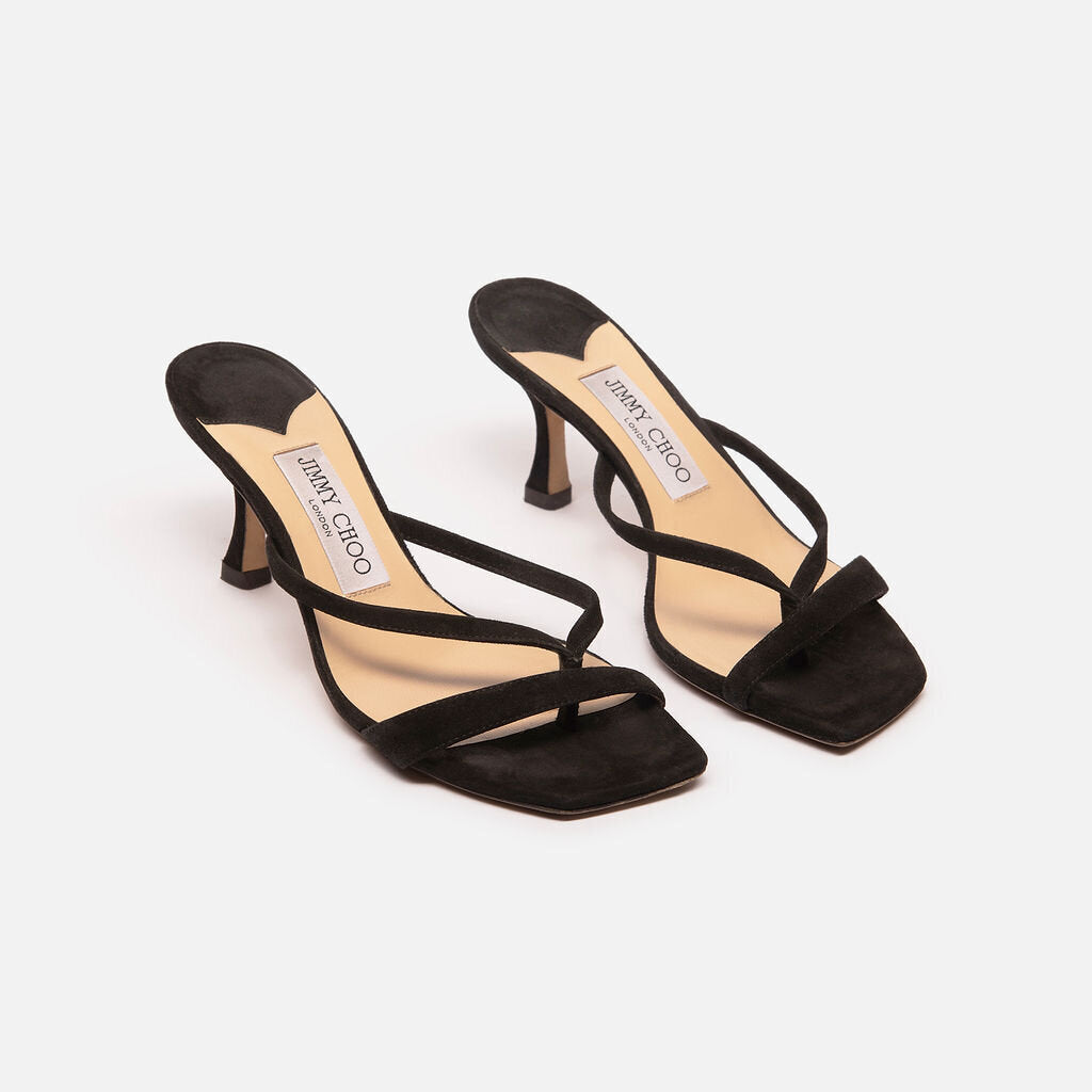 Jimmy Choo Black Suede Heeled Sandal