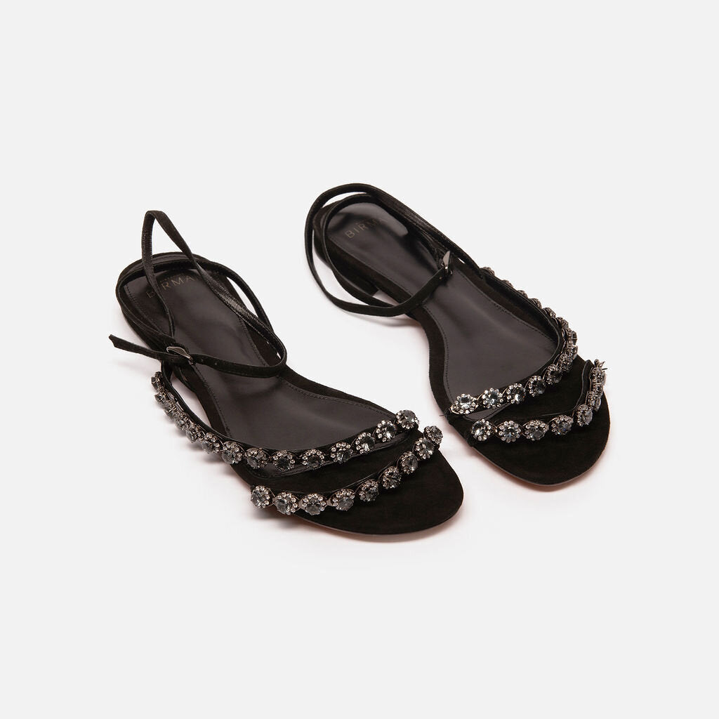 Alexandre Birman Black Suede Embellished Sandal