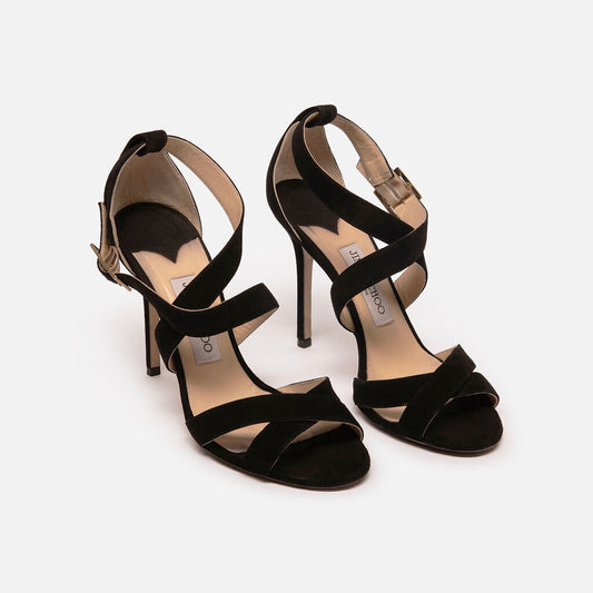 Jimmy Choo Black Suede Ankle Strap Sandal