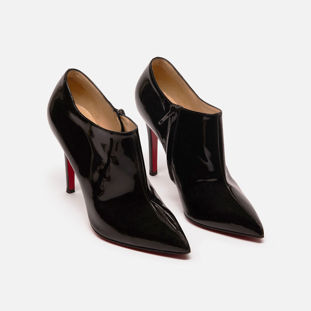 Christian Louboutin Black Patent Bootie Pumps