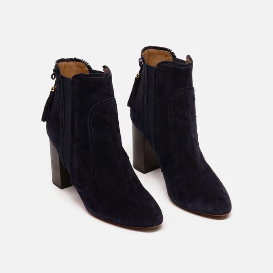 Aquazzura Navy Suede Fringed Bood