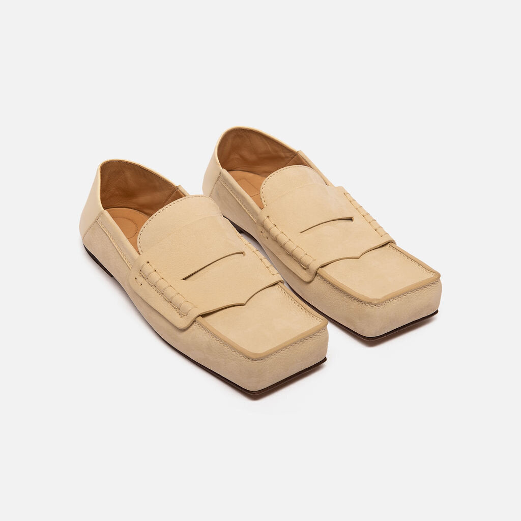 Jacquemus Yellow Leather Square Toe Loafers (R.890)