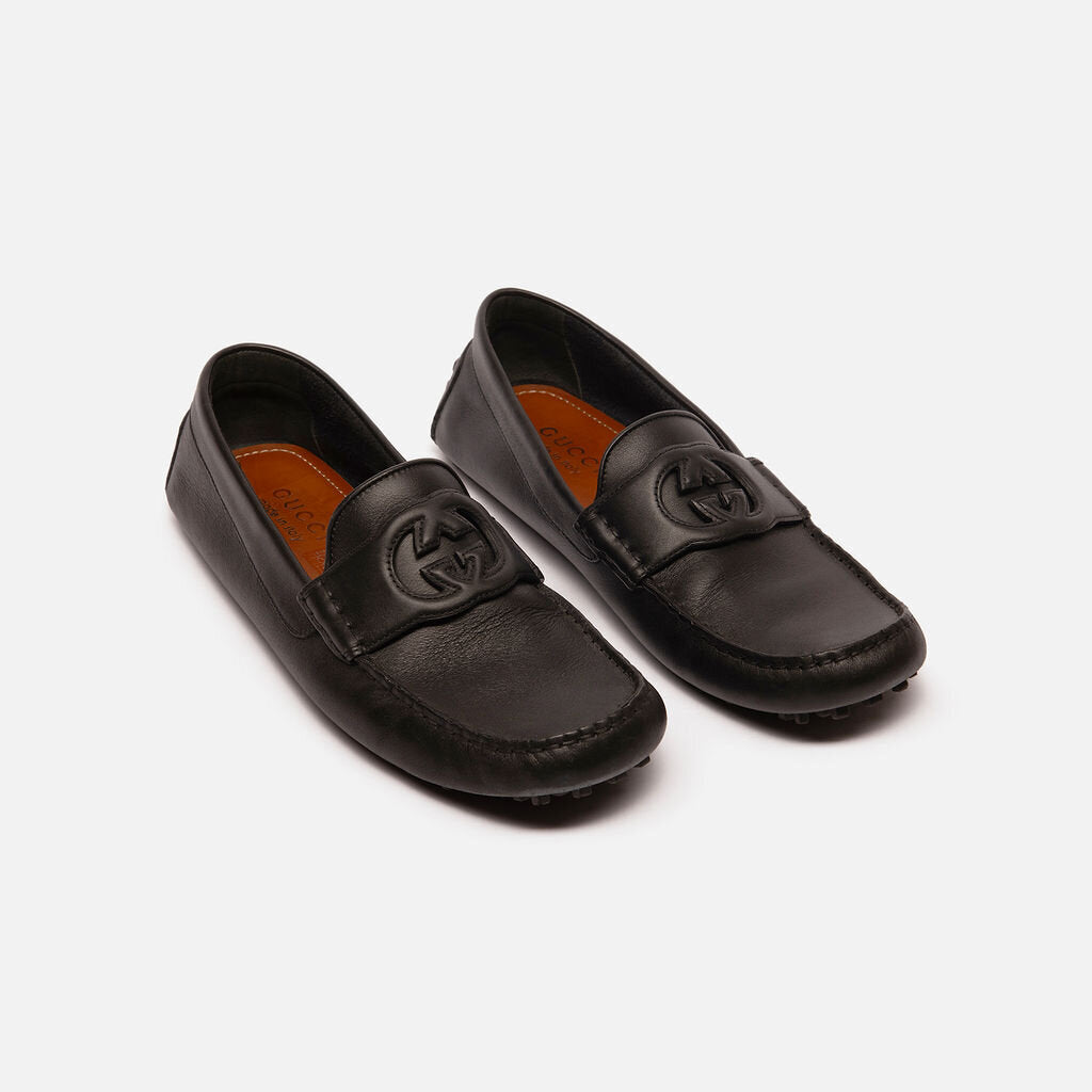 Gucci Black Leather Driving Loafer