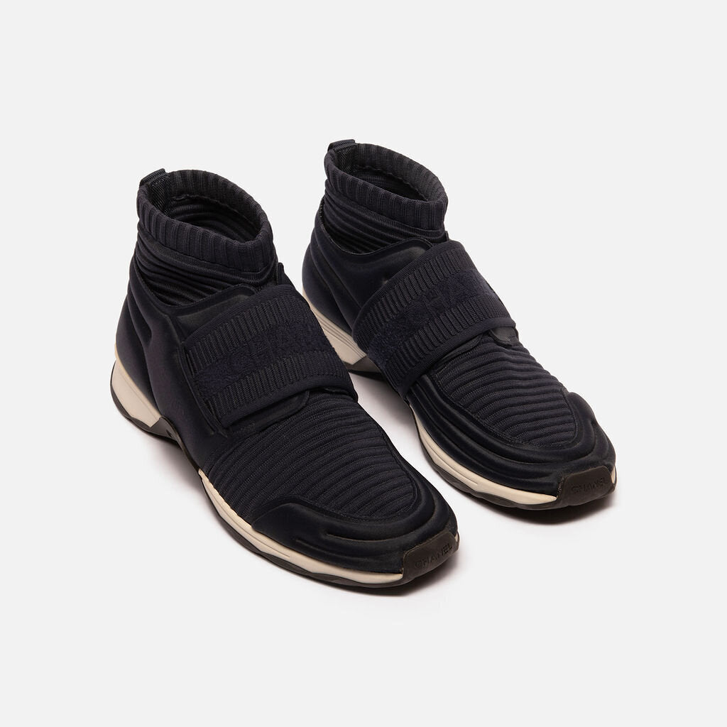 Chanel Navy CC Sock Sneakers