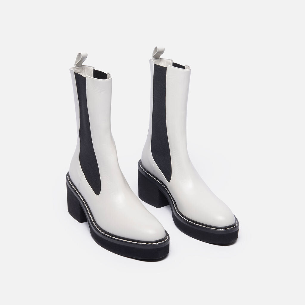Khaite White Leather Chelsea Boots
