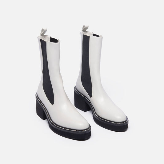 Khaite White Leather Chelsea Boots