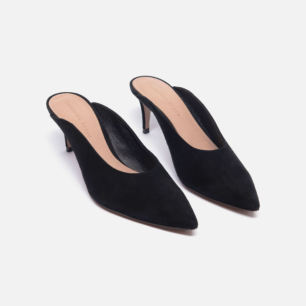 Veronica Beard Black Suede Pointed Toe Mule