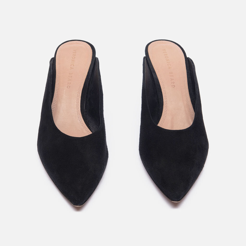 Veronica Beard Black Suede Pointed Toe Mule
