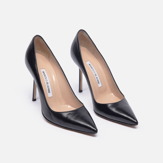 Manolo Blahnik Black Leather Pump