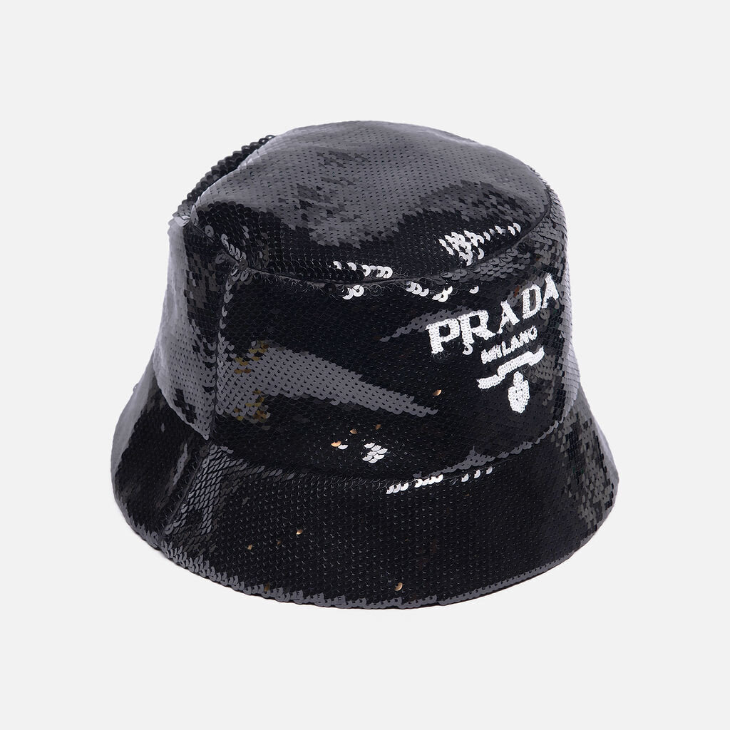 Prada Black Sequin Bucket Hat