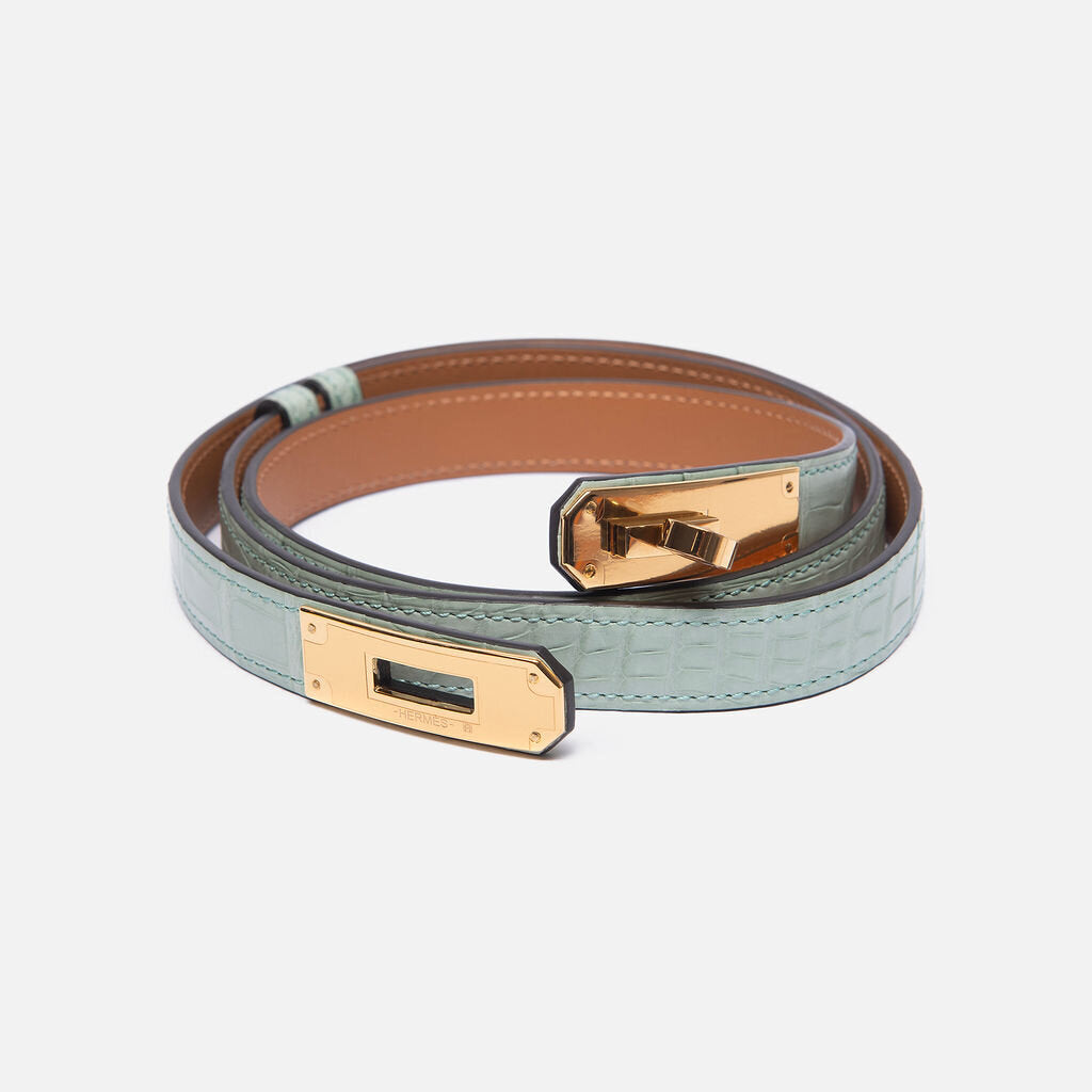 Hermes Green Croc Kelly Belt