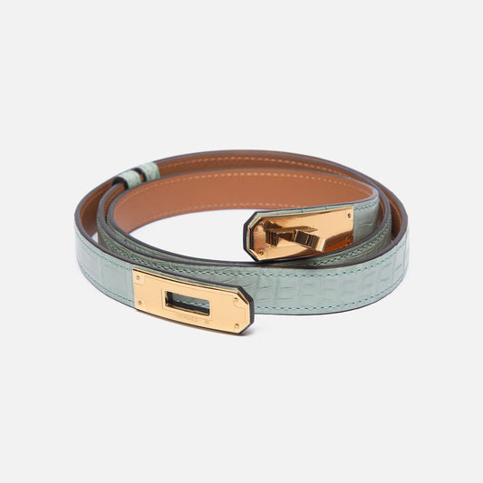 Hermes Green Croc Kelly Belt