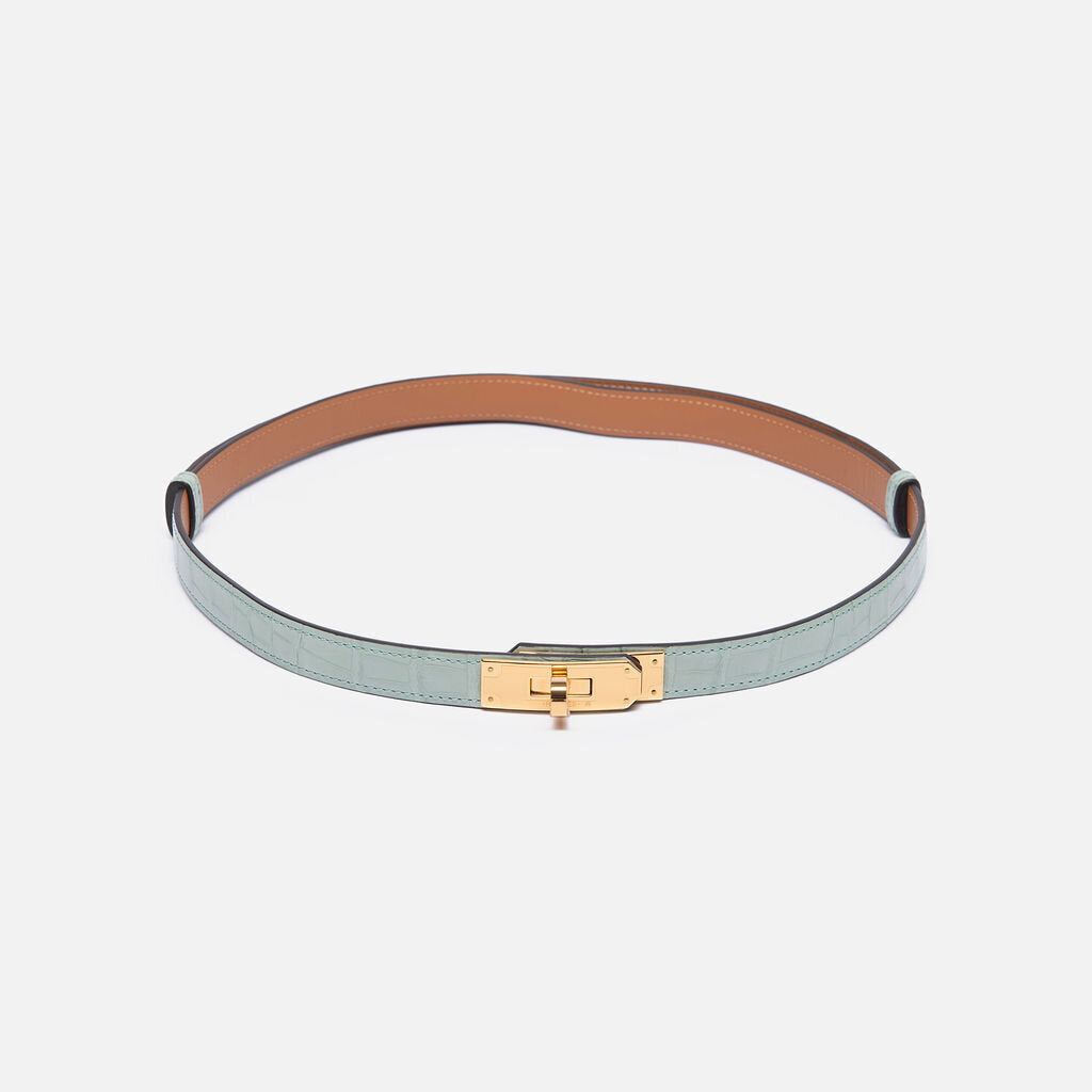 Hermes Green Croc Kelly Belt