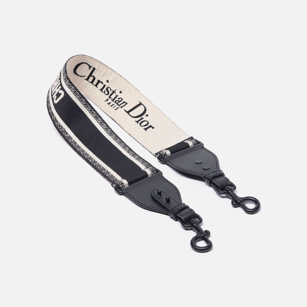 Christian Dior Black & Cream Logo Bag Strap