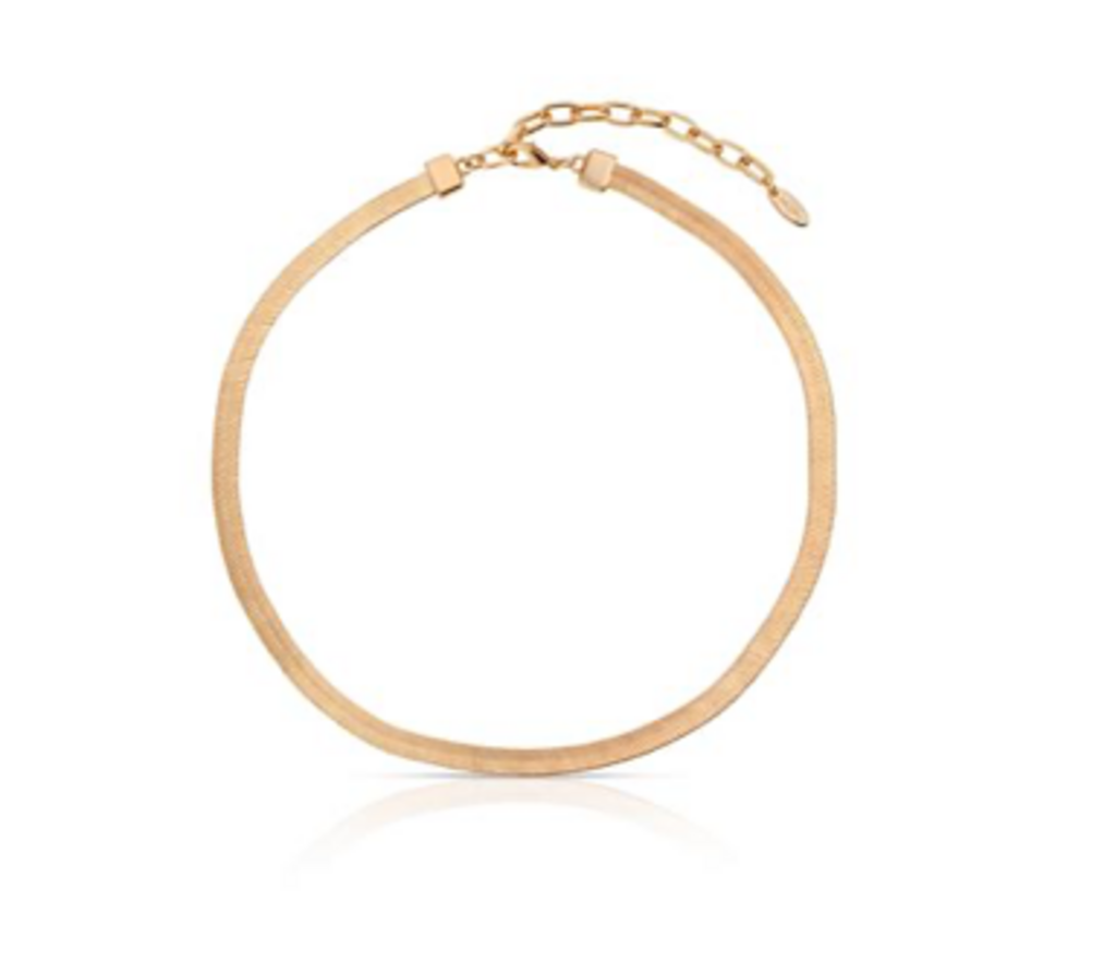 Flat Herringbone Chain Necklace - YG