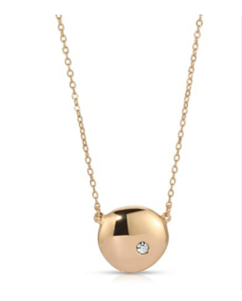 Crystal Dot Pebble Pendant Necklace YG