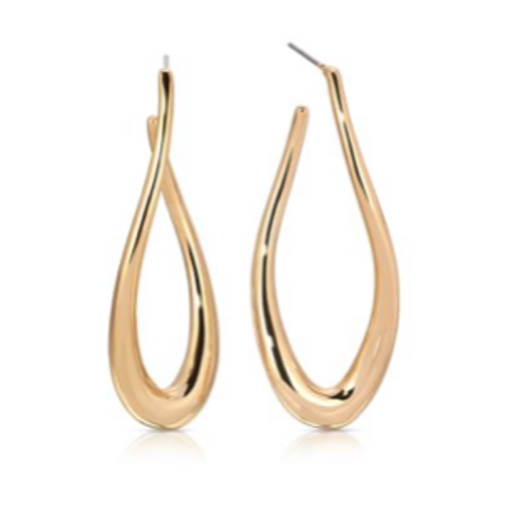 Oblong Abstract Hoop Earring YG