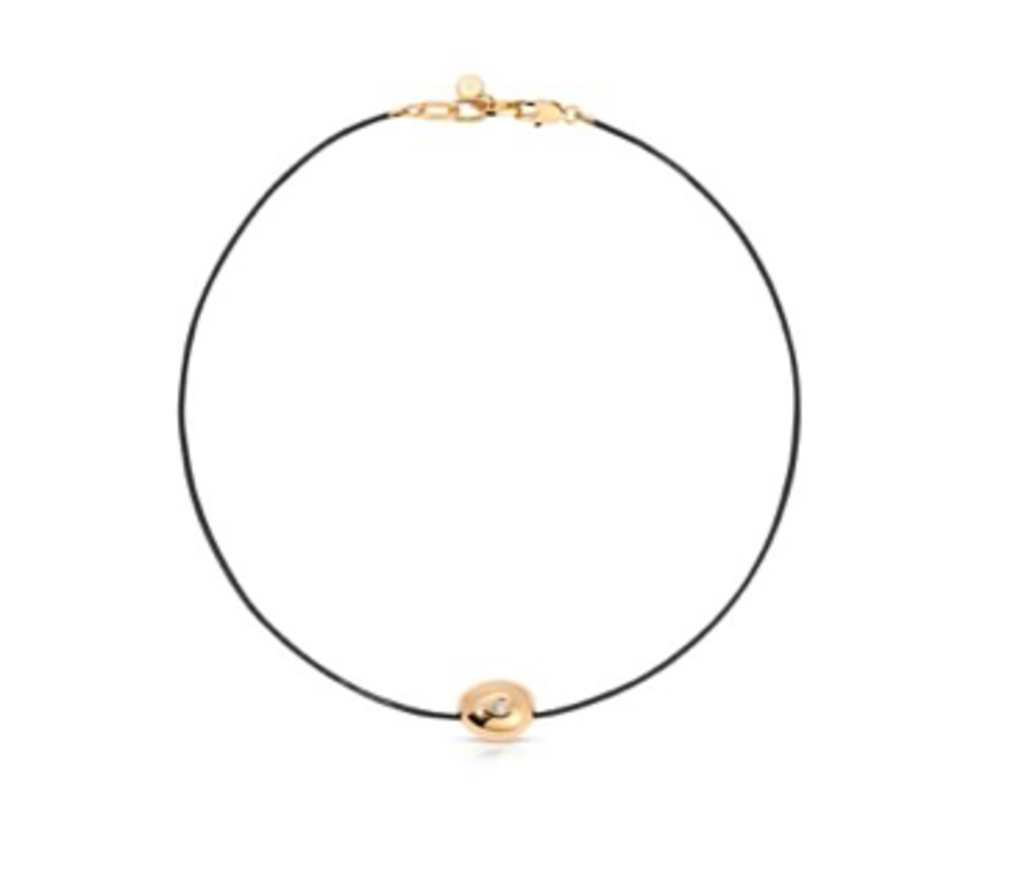 Polished Pebble Leather Pendant Necklace YG